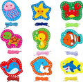 9 Pieces Kids Lacing Cards, Double Sided Sewing Cards in 9 Marine Animal Cards with 9 Colorful Laces, Imagination Development Lacing Toys Games for Children Educational and Learning Activity