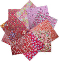 HANPATQUI 50PCS 10 x 10 inch Red Printed 100% Cotton Fat Quarters Fabric for Sewing and Quilting Bundles Precut Fabric Square for DIY Craft Patchwork