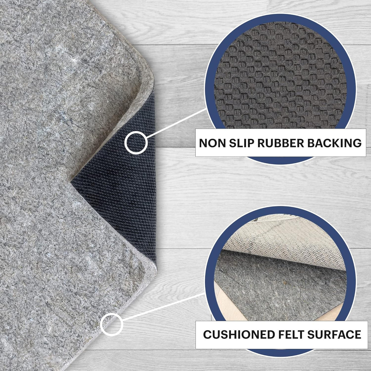 RUGPADUSA - Dual Surface - 10'x14' - 3/8" Thick - Felt + Rubber - Enhanced Non-Slip Rug Pad - Adds Comfort and Protection - for Hard Surface Floors