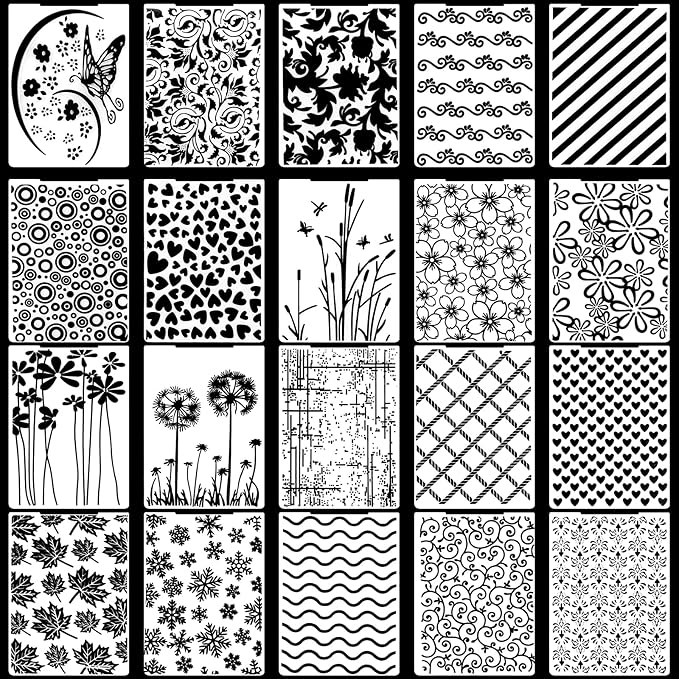 20 Pcs Embossing Folders for Card Making, DIY Craft Template Embossing Stencil Plastic Paper Card Decorating Mold Folder for Scrapbook Photo Album DIY Craft Making, 5.9 x 4.1 Inch (Vintage)