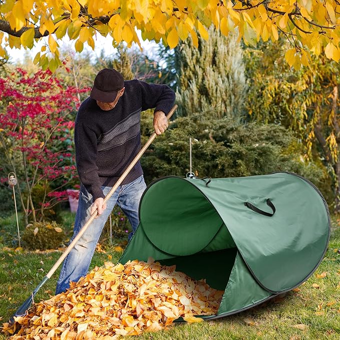150 Gallon Foldable Pop Up Leaf Collector, Leaves Pickup and Loader Bag, Lawn Portable Leaf Bags for Cleaning Up Garden Weeds Branches Waste Trash