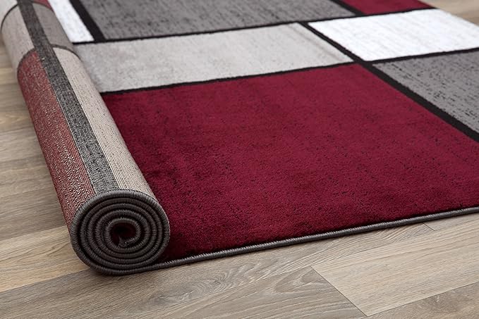 Rugshop Contemporary Modern Boxes Area Rug 7' 10" X 10' 2" Red