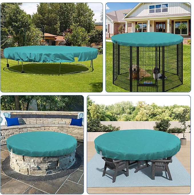 ECOOPTS 18 ft Round Pool Cover for Above Ground Pools, Swimming Pool Cover Protector Winter Safety Cover (Turquoise)