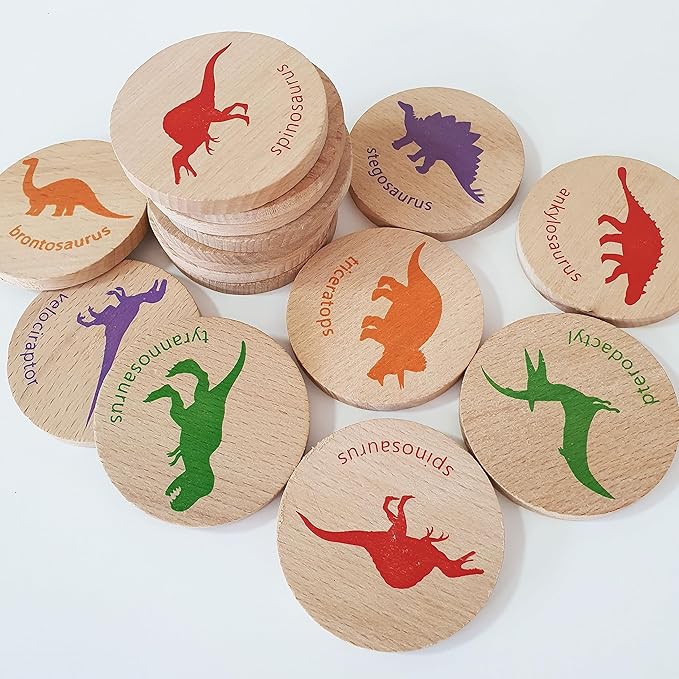 bee smart Wooden Memory Game - Matching Memory Game for Kids 3 and Up, 16Pcs | Educational Toy for Preschool Toddlers Board Games (Dinosaurs)