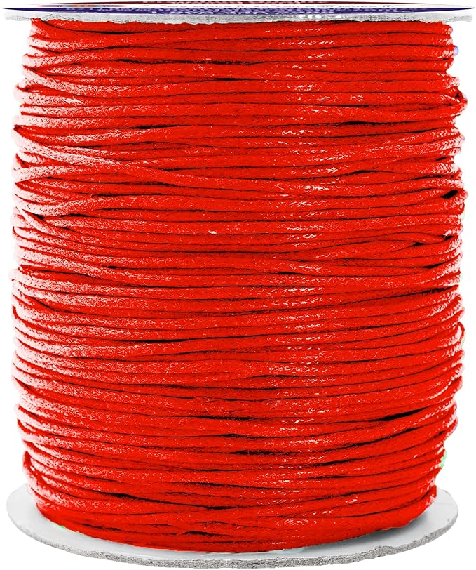 Mandala Crafts 1.5mm 109 Yards Red Cotton Waxed Cord for Jewelry Making Bracelet Cord Waxed String - Beading String Thread Jewelry Cords for Necklaces String
