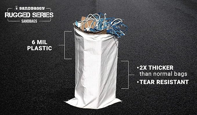 Sandbaggy Large Sandbags - Size: 31" x 45" - Thick Heavy Duty Contractor Bags, Heavy Duty Garbage Bags, Dumpster Bag, Construction Trash Bags, Contractor Bags 6 mil (2000)