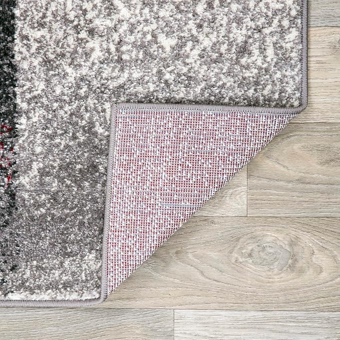 Rugshop Modern Distressed Boxes Runner Rug 2' x 7' Gray