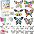 JOY SPOT! 28 Pack DIY Butterfly Craft Kit for Kids, 16 Paper Butterflies and 13 Color Pens, Make Your Own Rubber Band Wind Up Butterfly Toy, Perfect for Party Games, School Activities, Surprise Cards