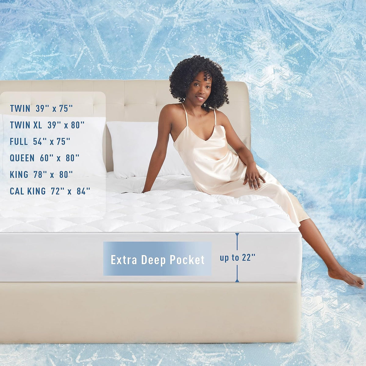 Sunflower Cooling Quilted California King Mattress Protector, Mattress Pad Cal King Chill Soft, Calking Mattress Cover, 18-22" Extra Deep Pocket Thin Version, Machine Washable Durable