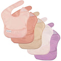 Tiny Twinkle Mess Proof Baby Bibs for Eating - Waterproof, Wipeable Bibs - Toddler Bibs - Travel Friendly - PFAS, PVC, BPA, Phthalate Free - Baby Food Bibs(5 Pack, Girl Spring)