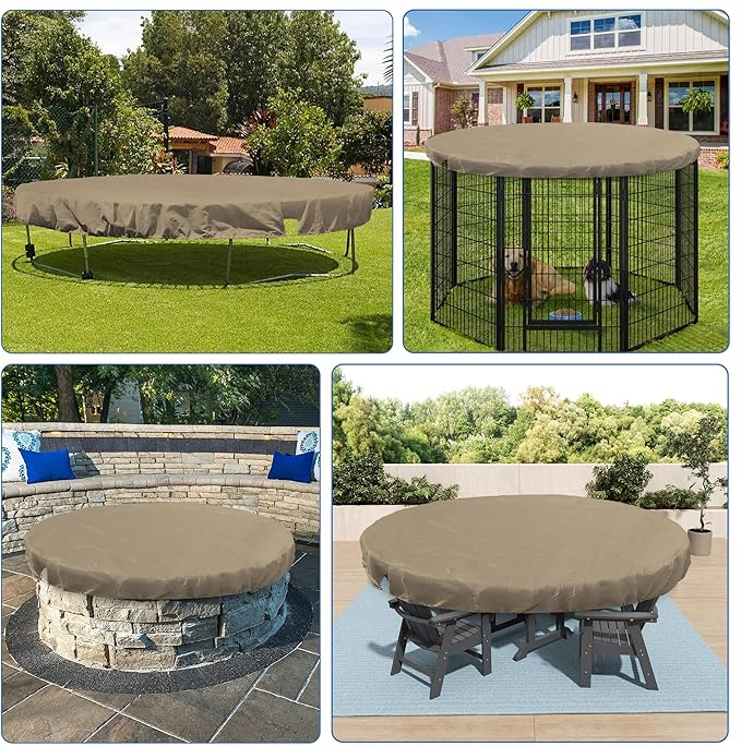ECOOPTS 16 ft Round Pool Cover for Above Ground Pools, Swimming Pool Cover Protector Winter Safety Cover (Sand)