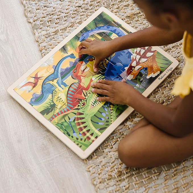 Melissa & Doug Dinosaurs Wooden Jigsaw Puzzle with Storage Tray (24 pcs)