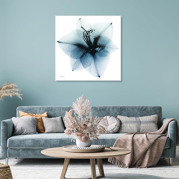Empire Art Direct Frameless Free Floating Tempered Glass Panel Graphic Wall Art Ready to Hang, 38" x 38", Glacial Amaryllis