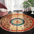 3' Round Handwoven Jute Chindi Area Rug - Colorful Boho Rugs for Living Room - Hand Braided Multicolor Bohemian Rug for Farmhouse, Bedroom, Dining Room, Classroom, Hallway, Kitchen, Office