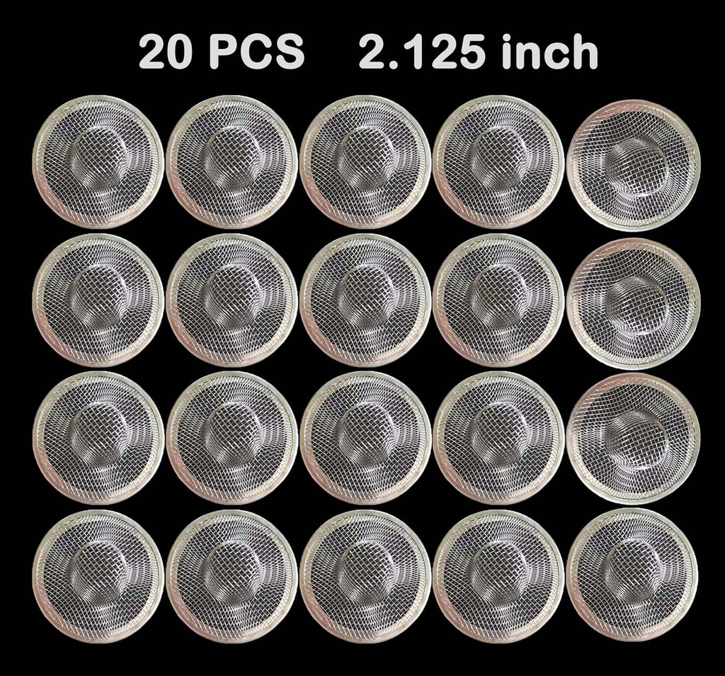 20Pcs Small Drain Mesh Basket, 2.125'' Bathroom Sink Drain Strainer Screen Mesh Sink Strainer Hair Catcher Drain Filter Cover for Bathtub Lavatory RV Laundry Shower Floor Utility Sink Drain