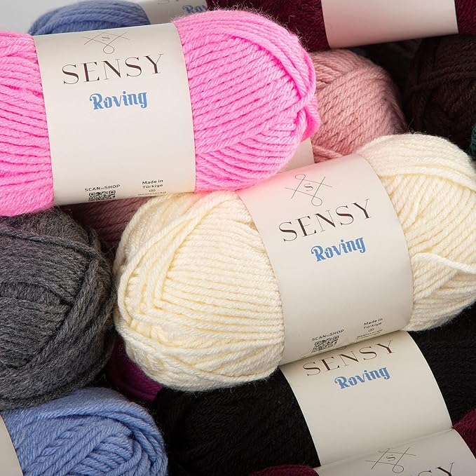 3 Skeins of Sensy Roving Yarn, 3.5 oz, 132 Yards, Gauge 5 Bulky (Black)