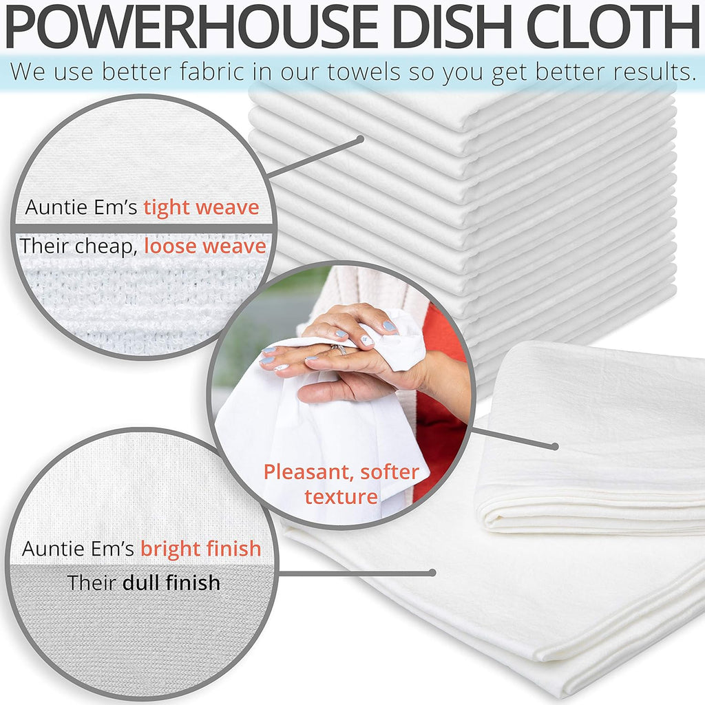 Aunti Em's Kitchen Flour Sack Dish Towels - Natural Cotton for Embroidery and Drying Glass, Hand, Dinnerware - Plain, Thick, Zero-Lint, Highly Absorbent - Set of 12, 27 x 27 Inch, Sage Green