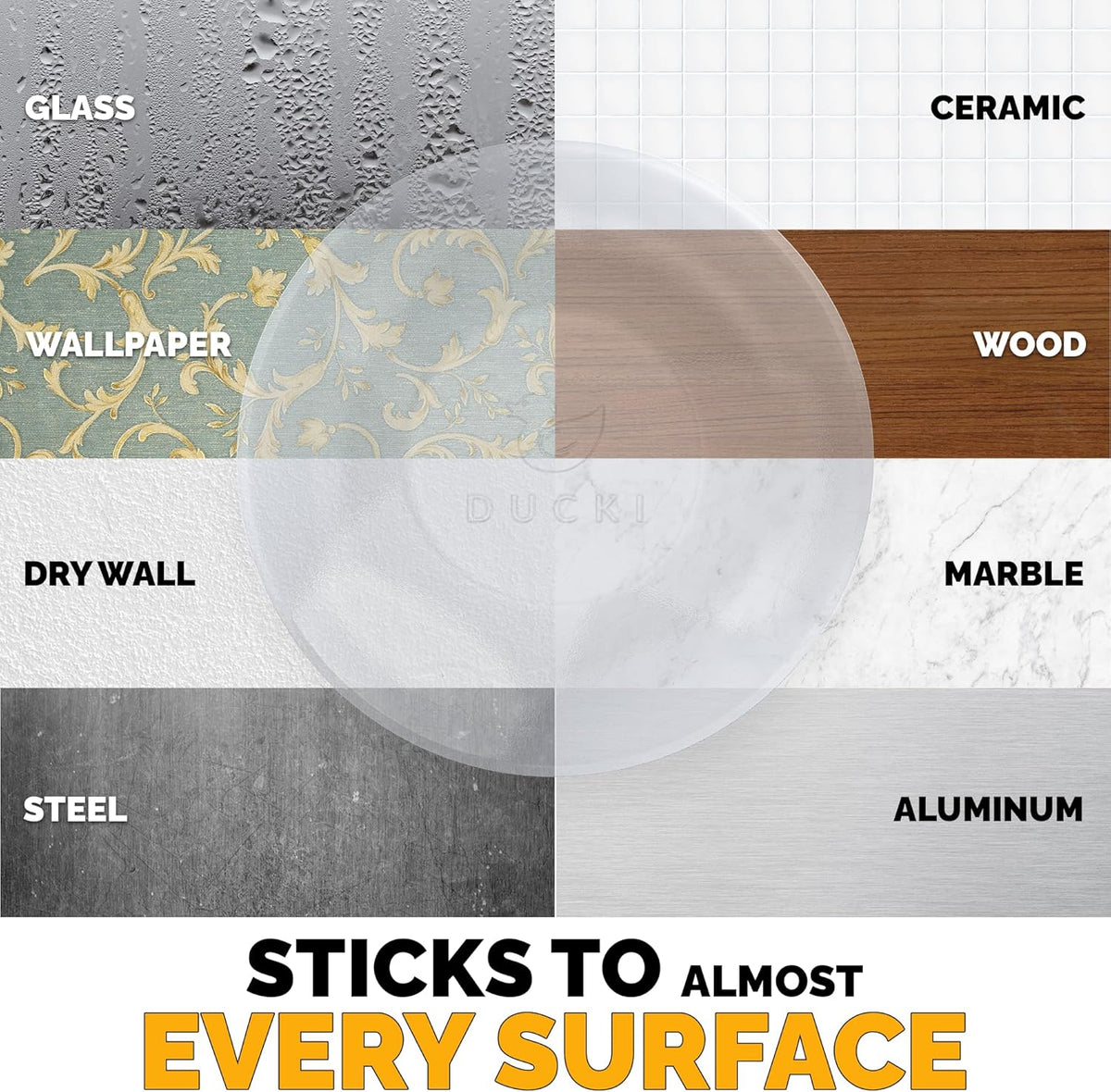 Ducki Door Stop Wall Protector | Self Adhesive Door Knob Wall Protectors from Door Knobs | Rubber Door Stoppers for Wall Damage & Noise | Durable, Shock Absorbent & Discreet | 2 Pack Clear Door Stops