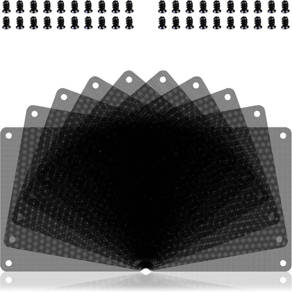 140mm Fan Dust Filter PC, 10Pack PVC Computer Dust Filter Mesh Dustproof Case Cover PC Cooler Fan Filter Grills with 40pcs Screws for Computer Cooler (PVC, 140 * 140mm, 10pcs, Black)