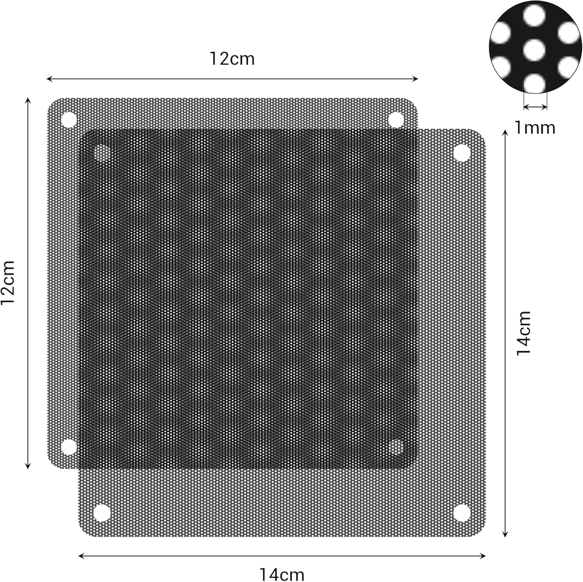 140mm Fan Dust Filter PC, 10Pack PVC Computer Dust Filter Mesh Dustproof Case Cover PC Cooler Fan Filter Grills with 40pcs Screws for Computer Cooler (PVC, 140 * 140mm, 10pcs, Black)