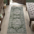 jinchan Green Runner Rug 2x5 - Machine Washable Vintage Floral Distressed Design Non-Slip Low-Pile Soft Thin Carpet for Hallway Kitchen Farmhouse Bedroom Entryway Laundry (2x5ft,Forest Green)