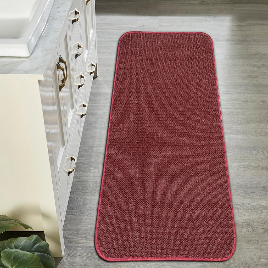 Bath Mat,Ultra Thin Bathroom Runner Rugs,Large Bath Mats for Bathroom,Quick Dry,Non-Slip,Machine Washable,Low Pile,Bath Rug,Shower Outside,Sink,Home Decor Accessories.Red,1'5"x2'11"（17x35inch）