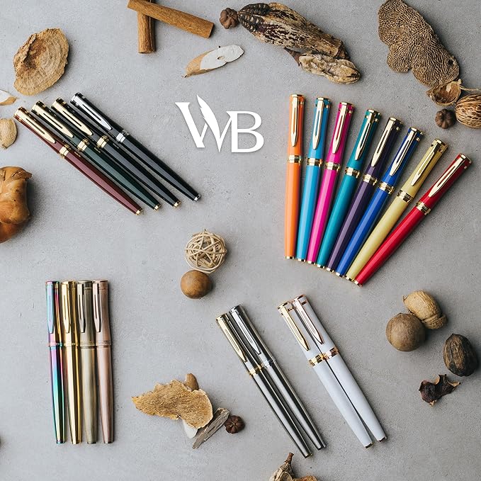 Wordsworth & Black Fountain Pen Set, 18K Gilded Medium Nib, Includes 24 Pack Ink Cartridges, Ink Refill Converter & Gift Box, Gold Finish, Calligraphy, [Racing Green], Perfect for Men & Women