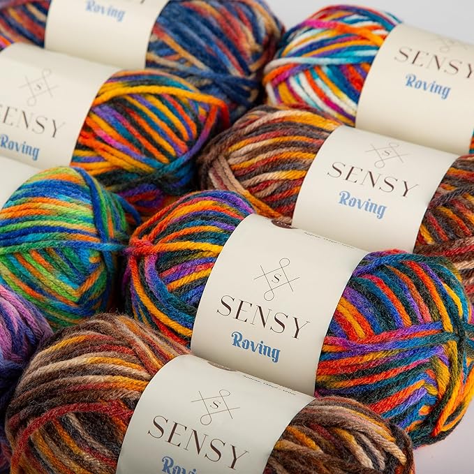 Sensy Roving Multi Color Yarn, 3.5 oz, 132 Yards, Gauge 5 Bulky (Midnight)