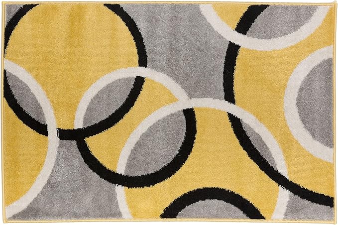 Rugshop Contemporary Abstract Circles Easy Maintenance for Home Office,Living Room,Bedroom,Kitchen Soft Area Rug 2' x 3' Yellow