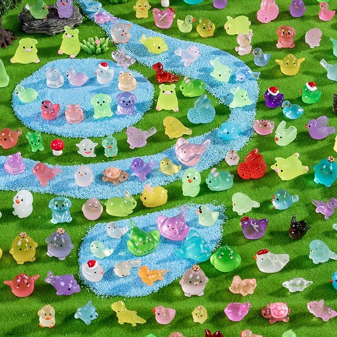 160 Styles Mini Resin Animals 160pcs Variety Tiny Animals Figures Miniature Little Small Figurines Bulk for Micro Fairy Garden Landscape Accessories Hide Decor Aquarium