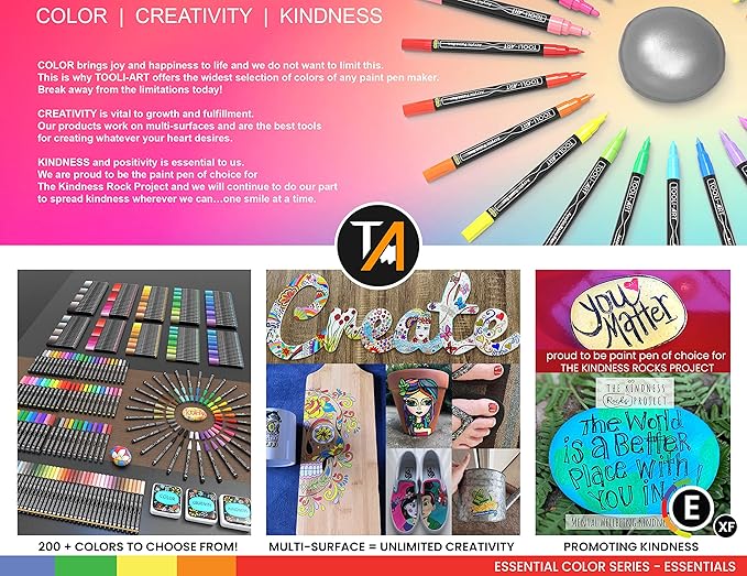 TOOLI-ART Black And White Acrylic Paint Markers Paint Pens Set For Rock Painting, Canvas, Mugs, Metal, Glass Paint, Fabric, Wood, DIY. Non Toxic, Quick Dry,Waterbas (EXTRA FINE)