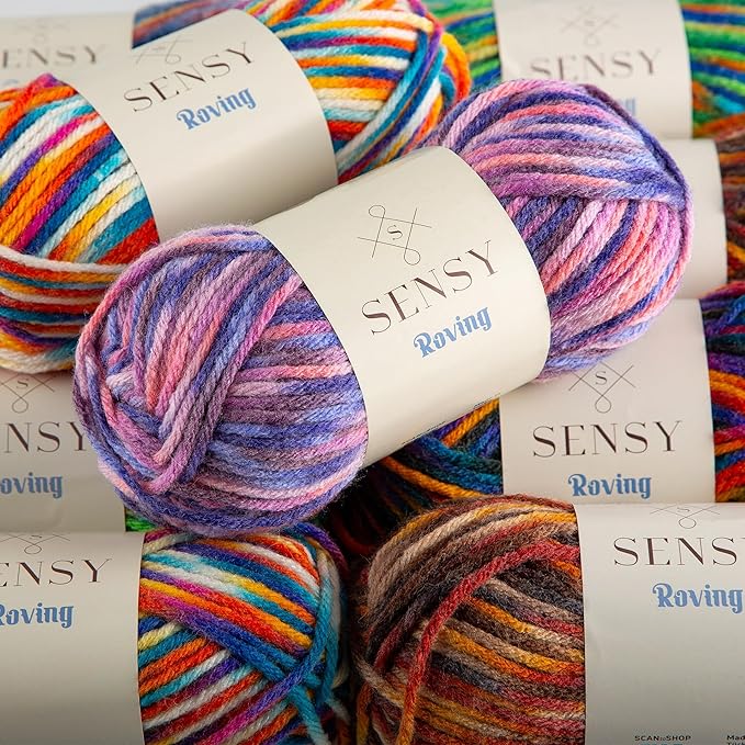 Sensy Roving Multi Color Yarn, 3.5 oz, 132 Yards, Gauge 5 Bulky (Midnight)