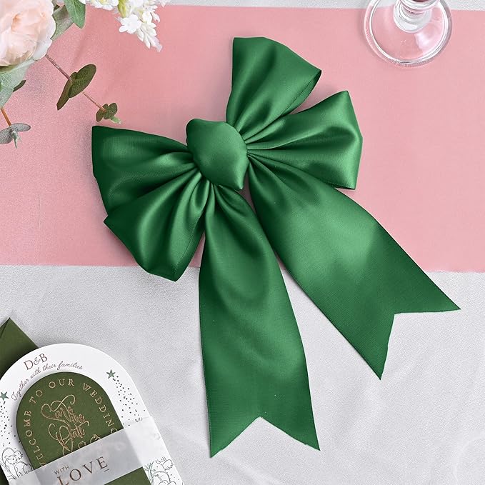 Forest Green Satin Ribbon 3 Inch X 15 Yards Solid Color Double Faced Ribbons Perfect for Crafts Wedding Decor Bow Making Arts Sewing and More