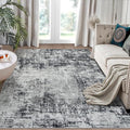 4x6 Area Rugs for Living Room Rug Washable: Modern Large Rug for Dining Room Bedroom Carpet Non Slip Low Pile 4 by 6 Indoor Abstract Nursery Home Office Black Grey