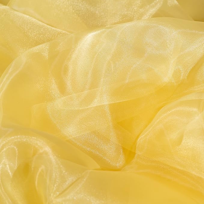 Fynite Organza Fabric - 1 Yard Long, 44" Wide, Bridal Solid Sheer Organza Bolt for Wedding Dress Fashion Craft Decorations - Gold