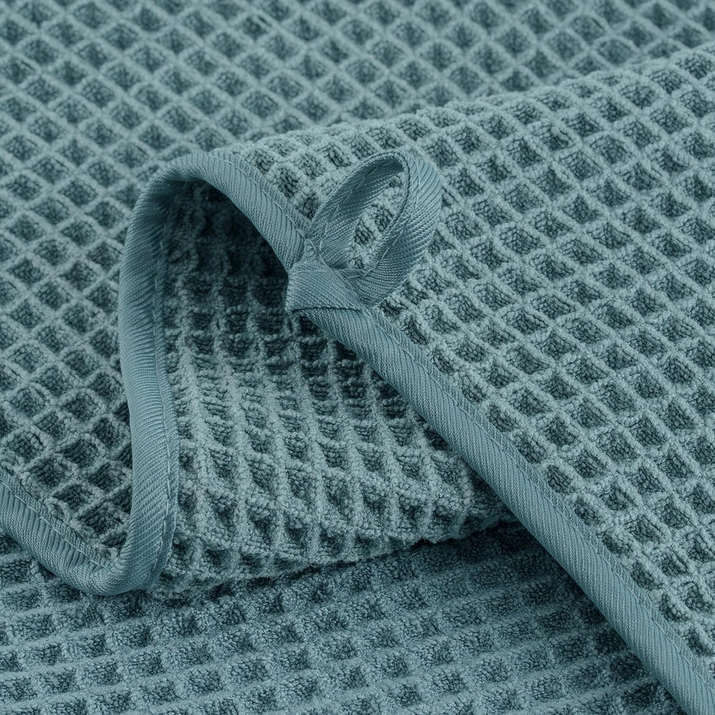 Microfiber Waffle Face Towels, 2 Pieces, Soft, Absorbent, Fast Drying, Lint Free (Green)