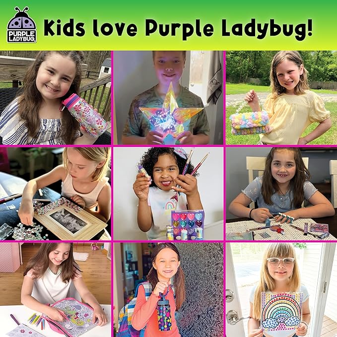 PURPLE LADYBUG Rainbow Scratch Art Paper, 79 PCS Creative Drawing Paper & Stencils - Arts and Crafts for Ages 4-12, Kids Craft Activity Set for Halloween, Christmas Gift, Birthday Party Games