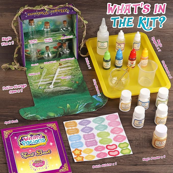 Fairy Magic Kit for Kids with 20PCS Magic Potion Bottles and Plate - Magical Fairy Making Craft Kit - Gift for Easter, Birthday, Art Crafts Toys for 8 9 10 11 Year Old Girl
