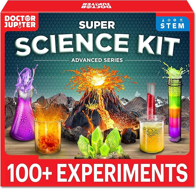 Doctor Jupiter Super Science Kit for Kids Ages 8-12 | Chemistry Set, STEM Toy with 100+ Experiments & Geyser Tube | Birthday Gift Ideas for Boys & Girls 8+ Years Old | Learning & Educational Projects