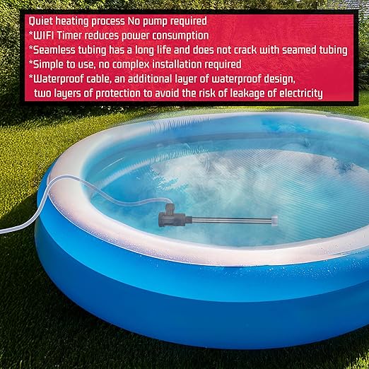 240V 3000W Immersion Water Heater for Pool & Hot Tub – Portable Electric Submersible Heater with Auto Shut-Off and WiFi Timer for Above Ground Pool, Swimming Pool, Bathtub & Inflatable Pool