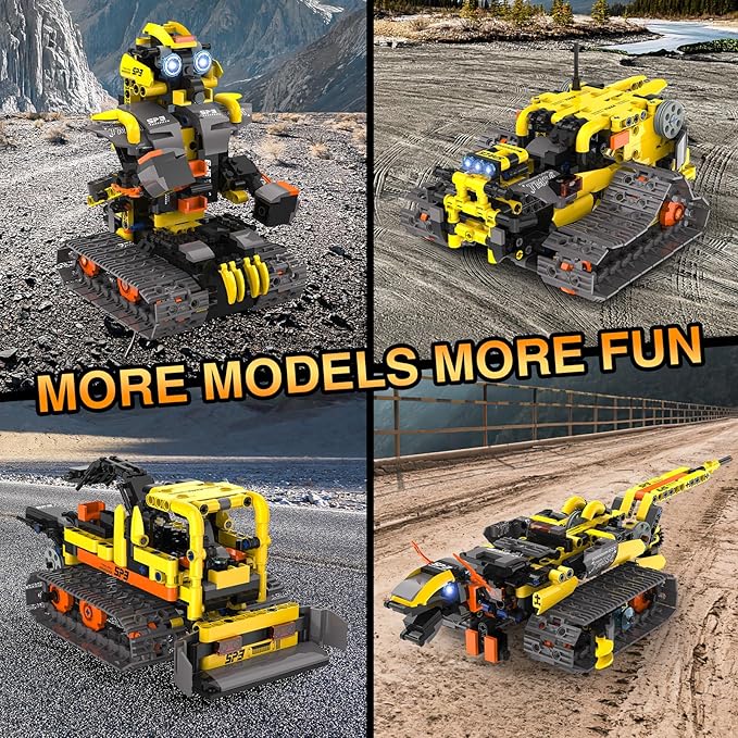 5 in1 Stem Robot Building Kit for Kids Ages 8-13, 688 PCS Remote & App Controlled Dinosaur Car Building Toys for Kids Science Learning, Birthday Gifts for 8 9 10 11 12+ Years Old Boys Girls