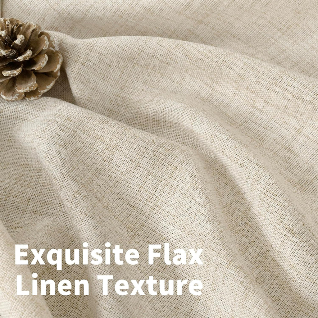 YoungsTex Linen Curtains 40 Inch Length for Kitchen, Semi Sheer Short Window Drapes with Rod Pocket Back Tab Light Filtering for Living Room Bathroom Cafe, 2 Panels, 30 X 40 Inch