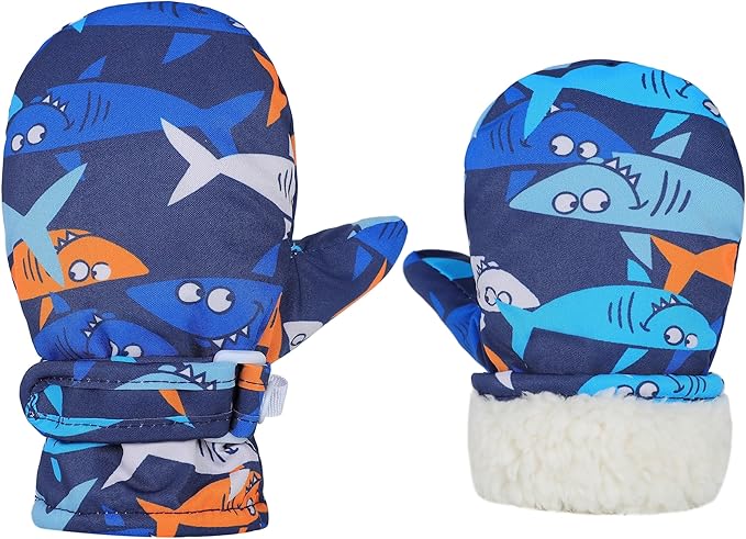 Toddler Gloves Kids Mittens Winter Warm Lined Fleece Gloves Waterproof Snow Baby Mitten for Boys Girls