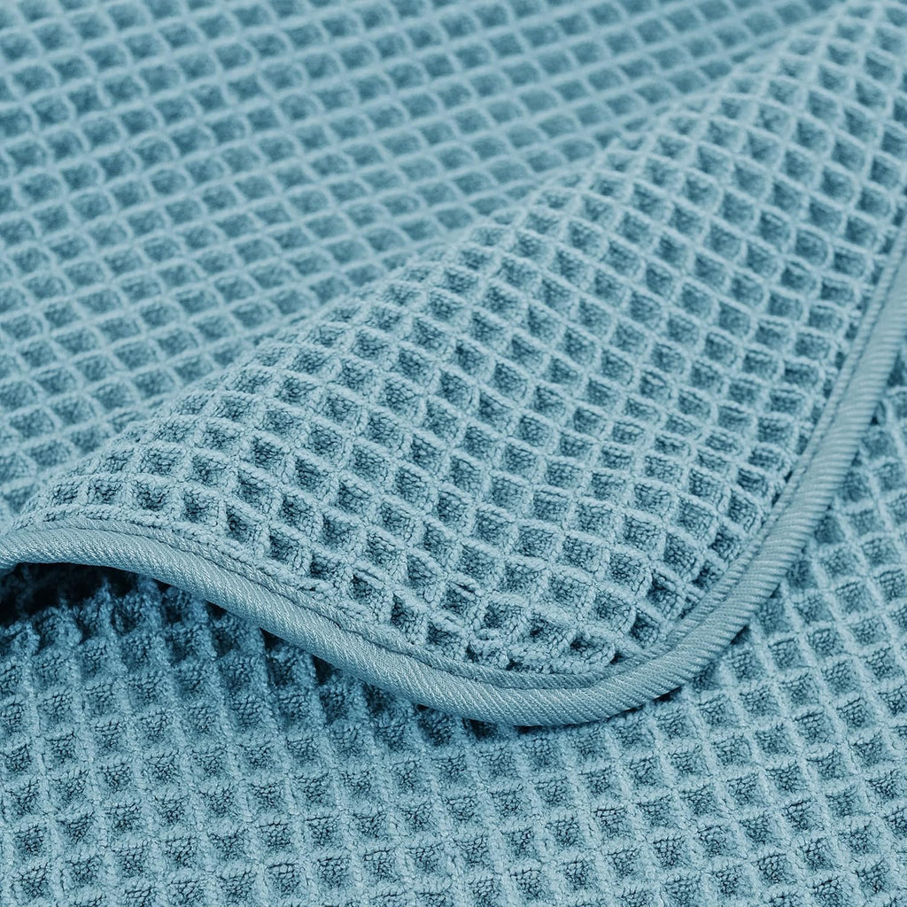 POLYTE Microfiber Oversize Quick Dry Lint Free Bath Towel, 60 x 30 in, 4 Pack (Waffle Weave)