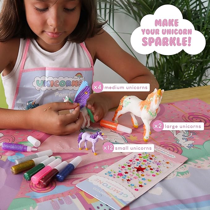 BONNYCO Unicorns Gifts for Girls Painting Kit with 18 Figurines Painting for Kids with Glow in The Dark | Girl Toys 3 4 5 6 7 8 9 10 Years Crafts Kids Gifts Birthday Christmas | Unicorn Toys Niñas