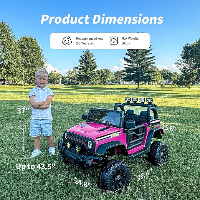 24V Kids Ride on Car, Kids Electric Vehicles Car Ride on Toy Truck for Toddlers w/Remote Control, 400W Motor - Pink
