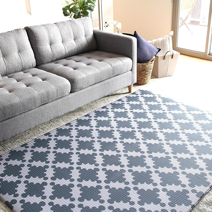 Cushmat Stylish Reversible Foam Play Mat (Large, Luxe NAT - Sage Grey Star) - Soft, Waterproof, Durable Play mat for Infants, Babies, Toddler, Kids & Grownup - 6.5ft x 4.5ft