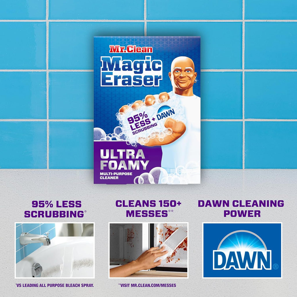 Bundle of Dawn Platinum Powerwash Dish Spray, Dish Soap, Fresh Scent Bundle, 1 Spray (16oz) + 3 Refills (16oz each)(Pack of 4) + Mr. Clean Magic Eraser Ultra Foamy Multi Purpose Cleaner, 1ct