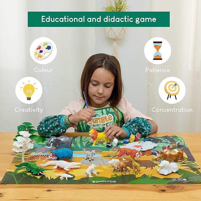 BONNYCO Animal Toys for Kids Painting Kit with 16 Figurines Animal Kids Crafts 4-8 with Glow in The Dark, Safari Gifts for Boys and Girls | Boy Toys 3 4 5 6 7 8 9 10 Years Old Birthday Christmas