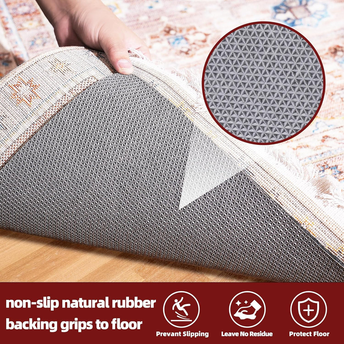 BAGAIL Felt and Natural Rubber Backing Rug Pads 1/4” Thick, 2.5 x 9.5 Ft Non Slip Rug Gripper Keep Rugs in Place, Under Area Rug Protective Cushioned Pads, Carpet Runners, Hardwood Floors Protection